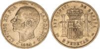 5 Pesetas 1884 (84) MS-M KM 688