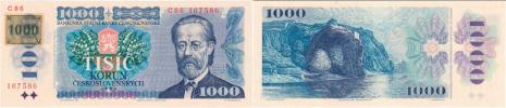 1000 Koruna 1985 - s lepeným kolkem