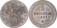 5 Baiocci 1865 R - XX.rok pontifikátu