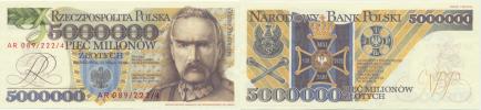 5 000 000 Zlotych 12.5. 1995 sér. AR - Replika návrhu