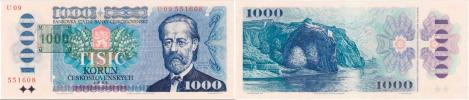 1000 Koruna 1985 - s tištěným kolkem